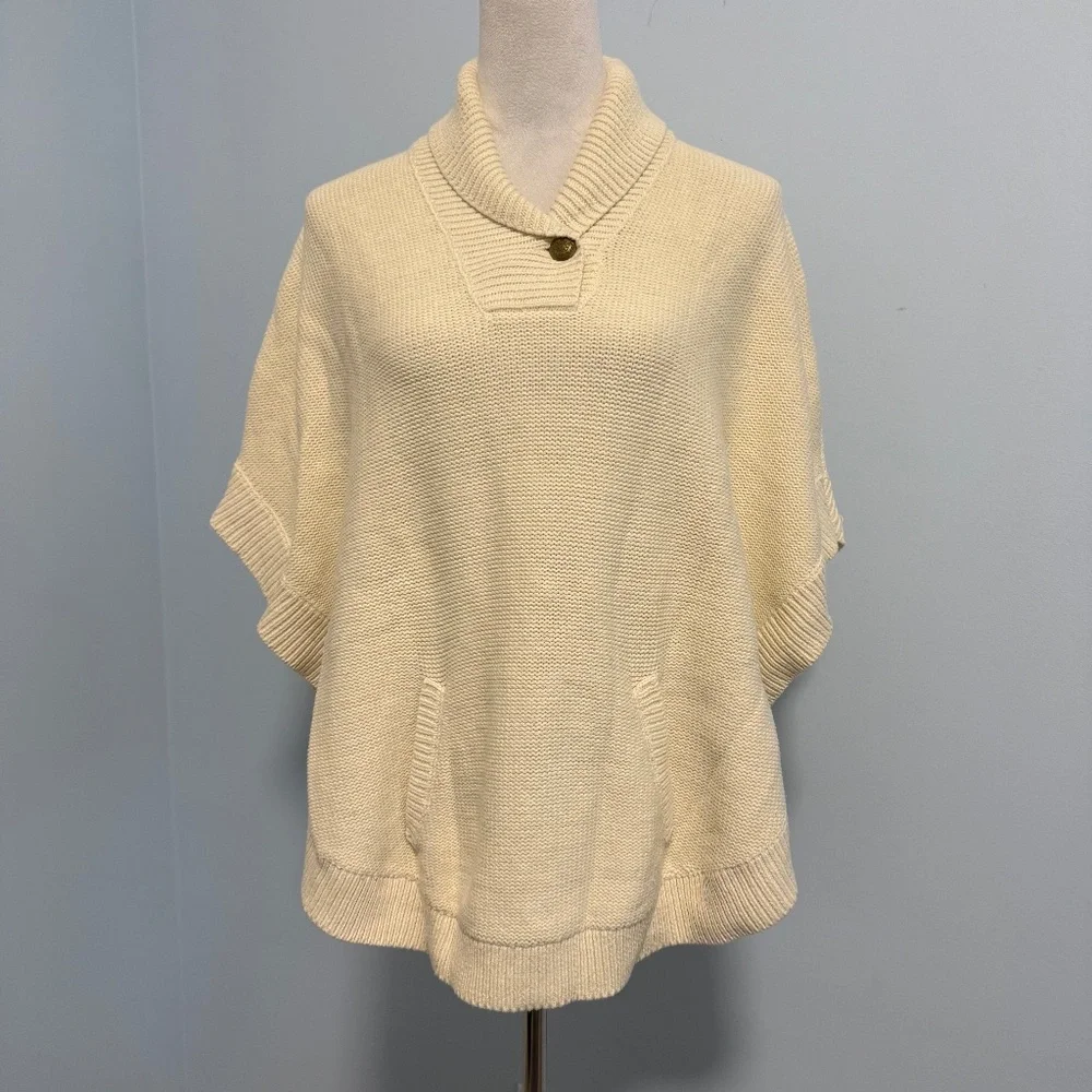 LRL Lauren Jeans‎ Co Women’s Shawl Collar Pockets Sweater Poncho Size S